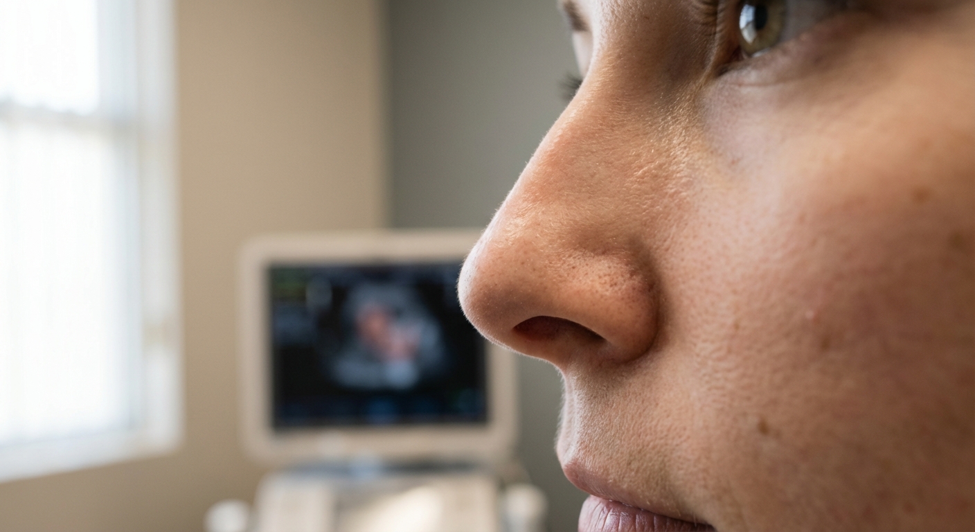 Close do perfil nasal feminino mostrando estrutura preservada, ideal para rinoplastia preservadora