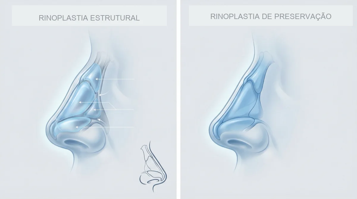 Rinoplastia estrutural vs preservação: qual técnica combina com o seu nariz?